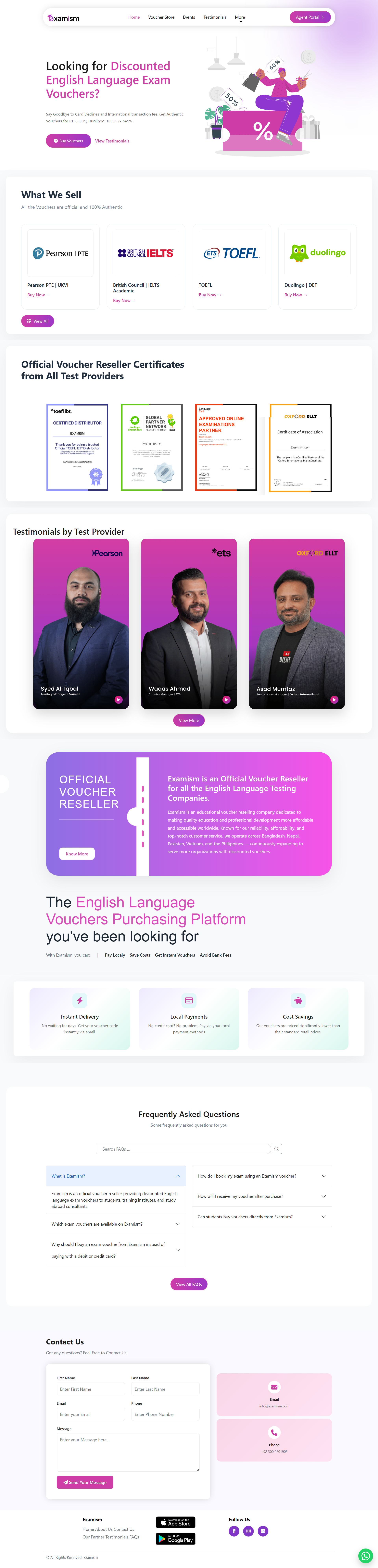 Examism — Landing page