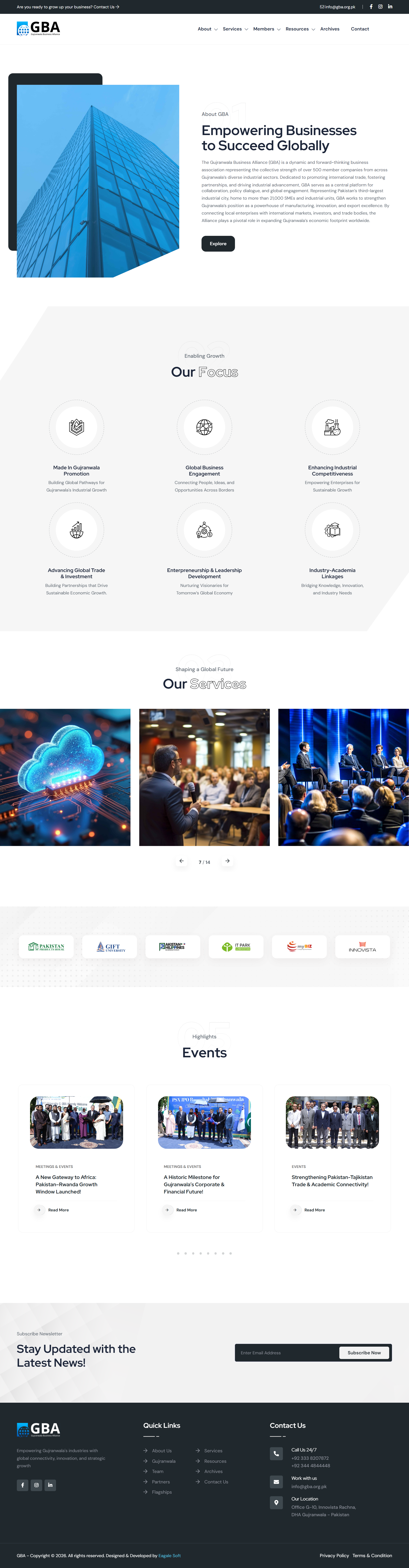 GBA Admin Portal — Landing page