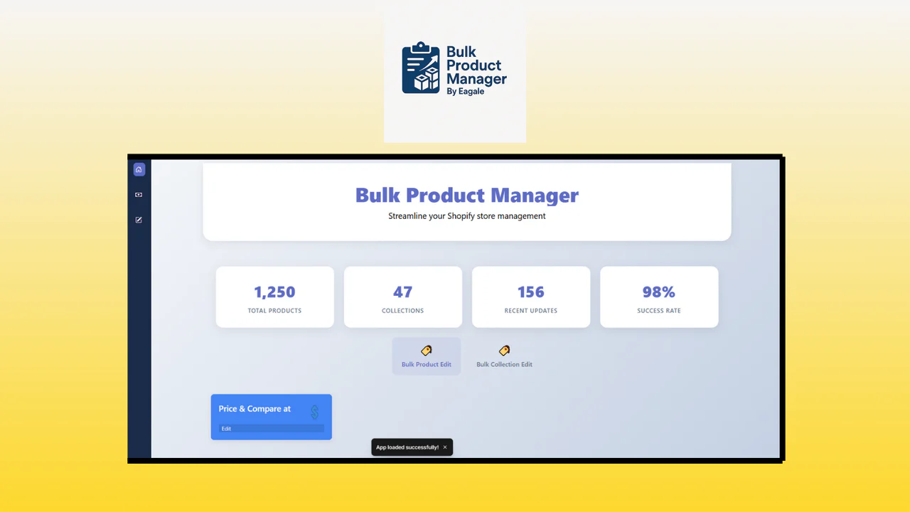 Shopify Bulk Product Manager — App dashboard